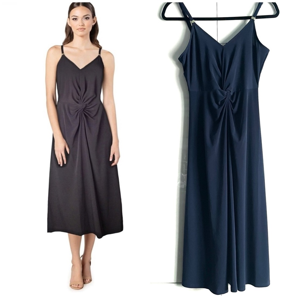 MICHAEL Michael Kors Twisted Detail Cami Midi Slip Dress in Slate Blue S EUC